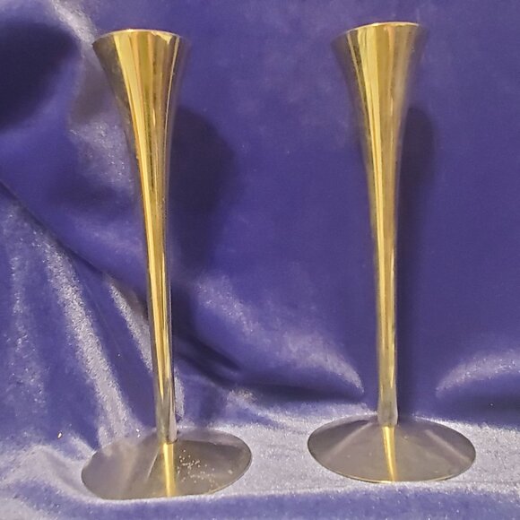 Vtg 2 Solingen Candle Holders MCM Chrome Made in Germany Minimal ScandinavianZen - Picture 1 of 5